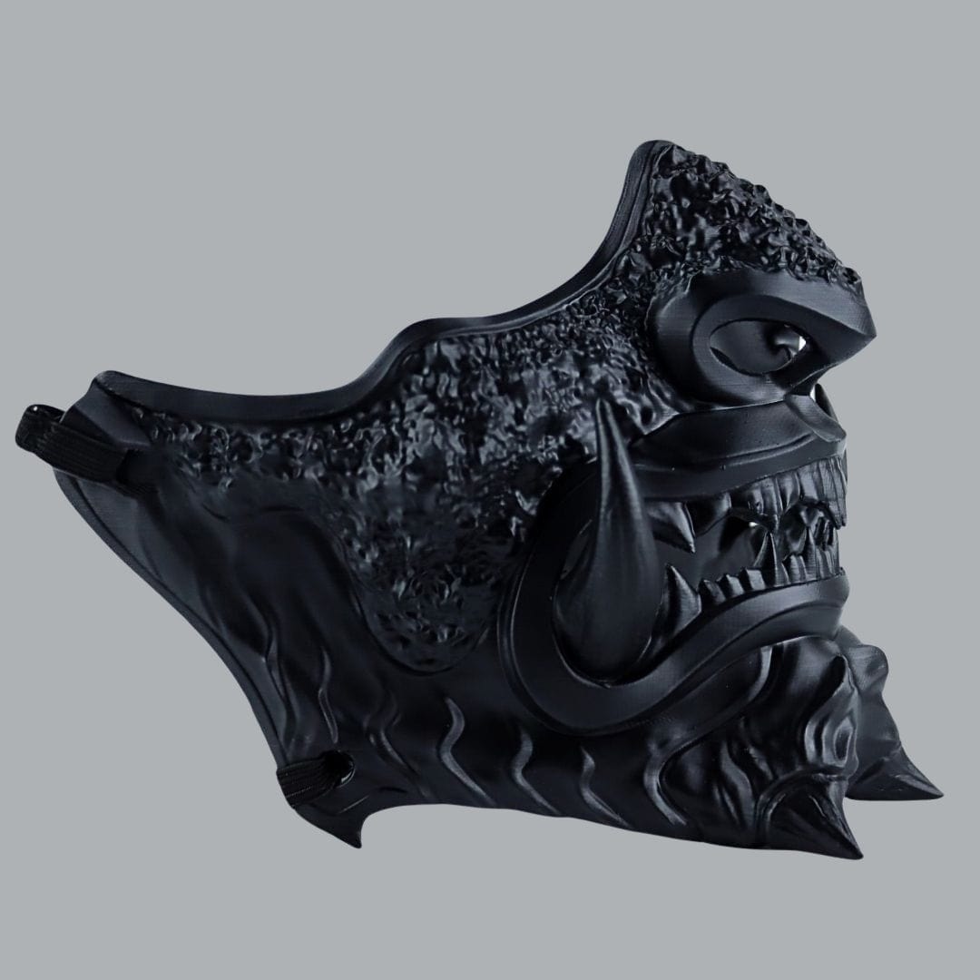 Space Armory Japanese Oni Mask Full - Matte Black Masks